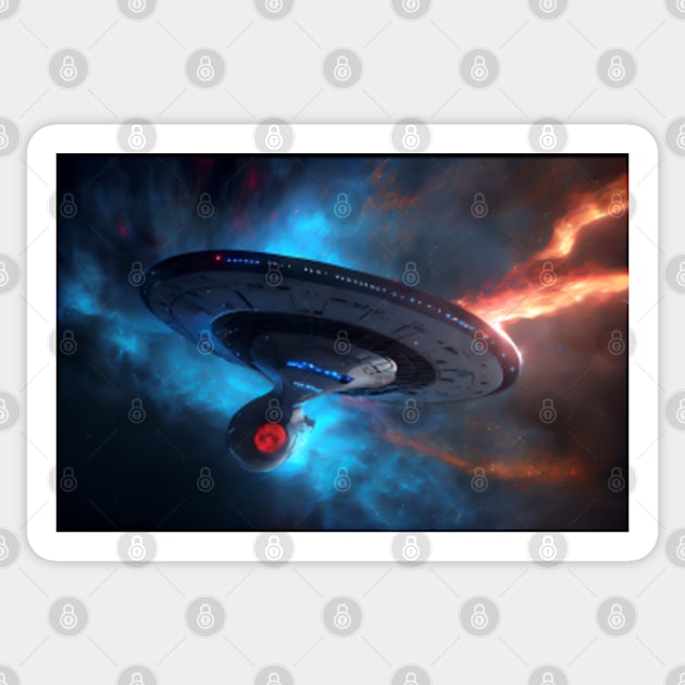 Enterprise at warp Sticker by DigiArtsSpace